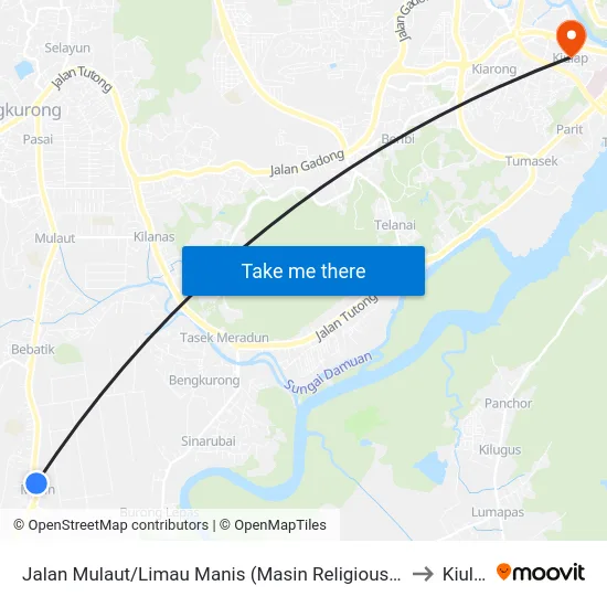 Jalan Mulaut/Limau Manis (Masin Religious School) to Kiulap map