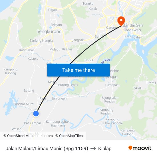Jalan Mulaut/Limau Manis (Spg 1159) to Kiulap map