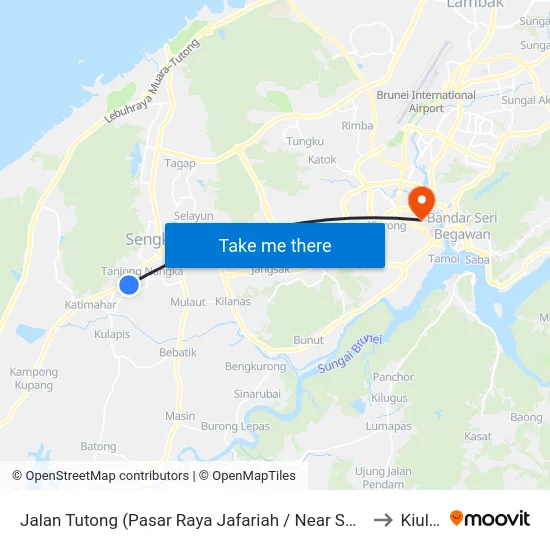 Jalan Tutong (Pasar Raya Jafariah / Near Spg 1737) to Kiulap map