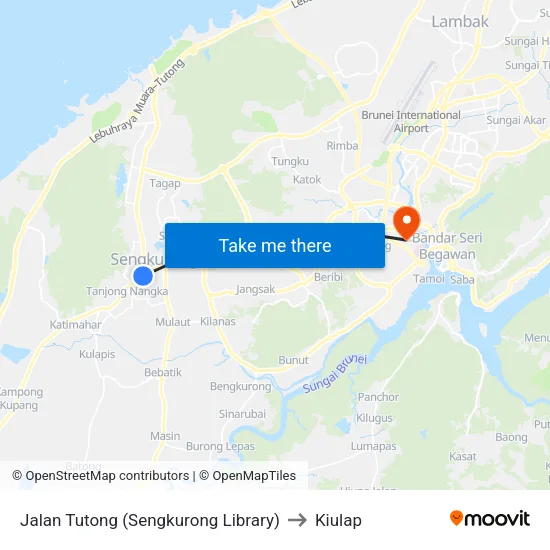 Jalan Tutong (Sengkurong Library) to Kiulap map