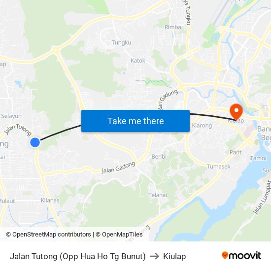 Jalan Tutong (Opp Hua Ho Tg Bunut) to Kiulap map