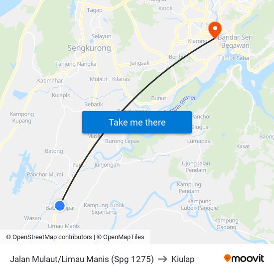 Jalan Mulaut/Limau Manis (Spg 1275) to Kiulap map