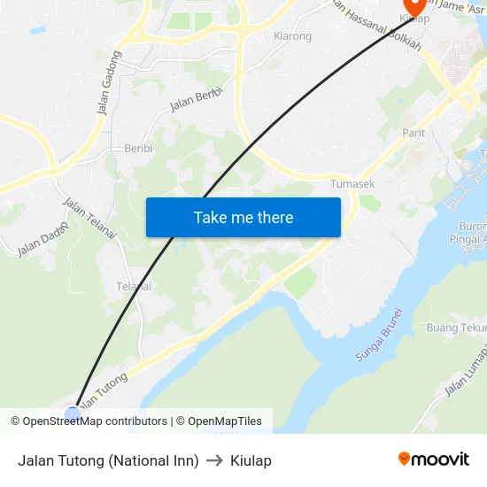 Jalan Tutong (National Inn) to Kiulap map