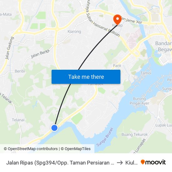 Jalan Ripas (Spg394/Opp. Taman Persiaran Damuan) to Kiulap map