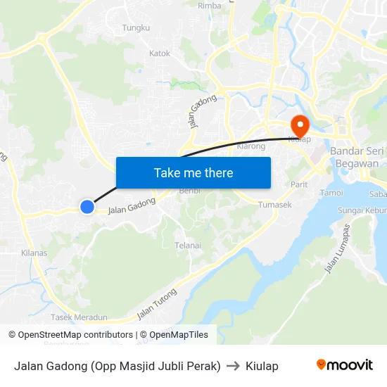 Jalan Gadong (Opp Masjid Jubli Perak) to Kiulap map