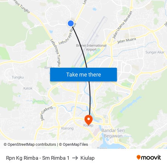 Rpn Kg Rimba - Sm Rimba 1 to Kiulap map
