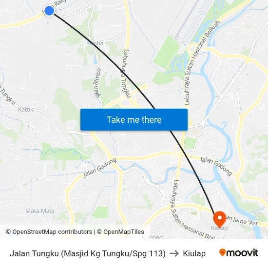 Jalan Tungku (Masjid Kg Tungku/Spg 113) to Kiulap map