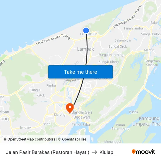 Jalan Pasir Barakas (Restoran Hayati) to Kiulap map