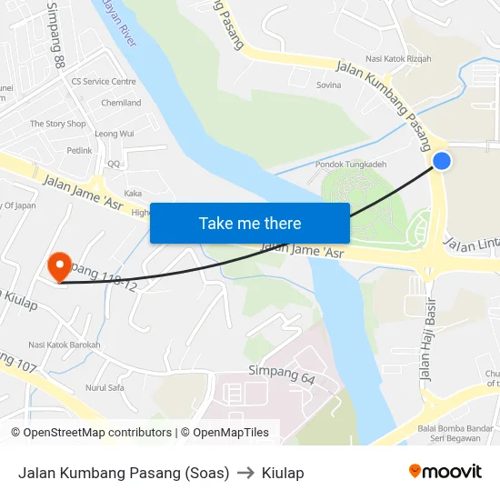 Jalan Kumbang Pasang (Soas) to Kiulap map