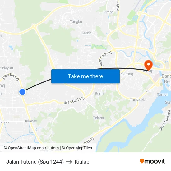 Jalan Tutong (Spg 1244) to Kiulap map
