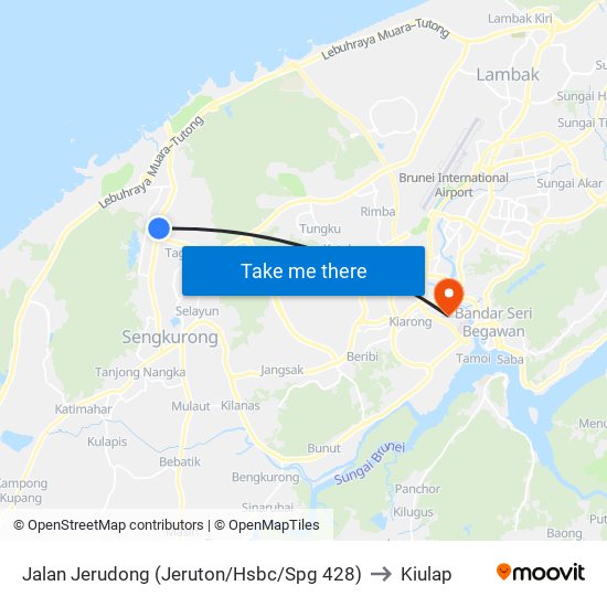 Jalan Jerudong (Jeruton/Hsbc/Spg 428) to Kiulap map