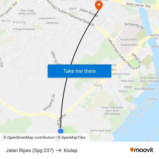Jalan Ripas (Spg 237) to Kiulap map