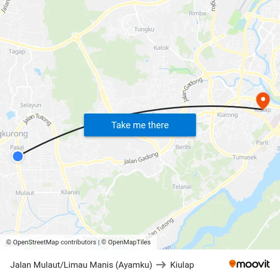 Jalan Mulaut/Limau Manis (Ayamku) to Kiulap map