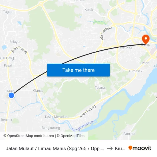 Jalan Mulaut / Limau Manis (Spg 265 / Opp. Sr Mulaut) to Kiulap map