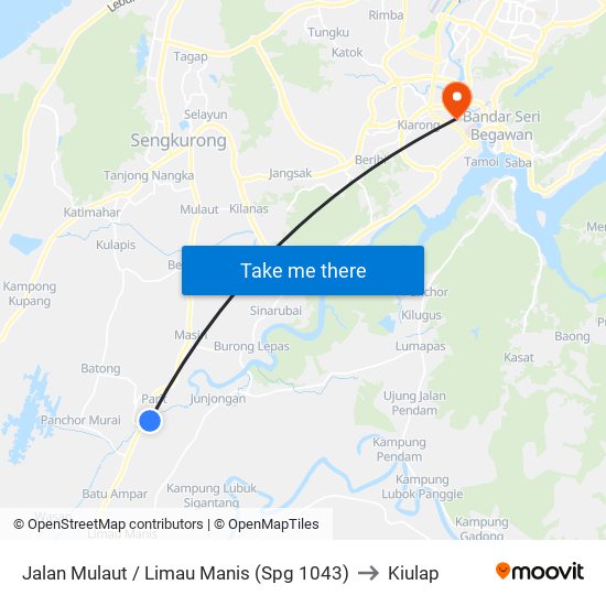 Jalan Mulaut / Limau Manis (Spg 1043) to Kiulap map