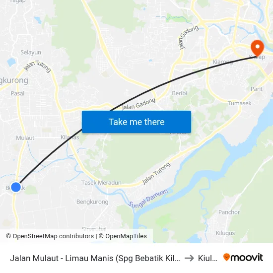 Jalan Mulaut - Limau Manis (Spg Bebatik Kilanas) to Kiulap map