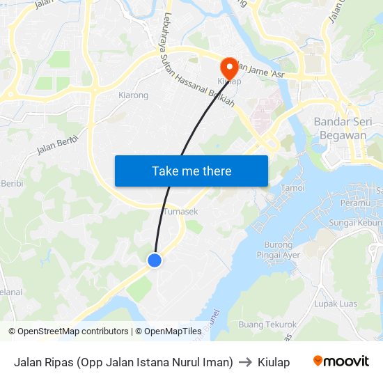 Jalan Ripas (Opp Jalan Istana Nurul Iman) to Kiulap map