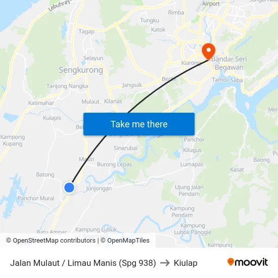 Jalan Mulaut / Limau Manis (Spg 938) to Kiulap map