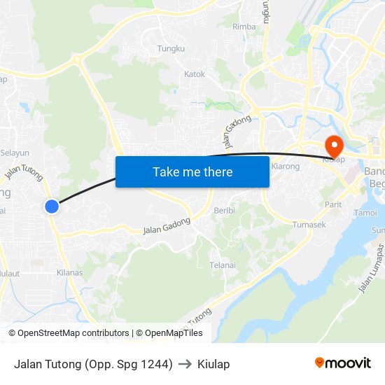 Jalan Tutong (Opp. Spg 1244) to Kiulap map