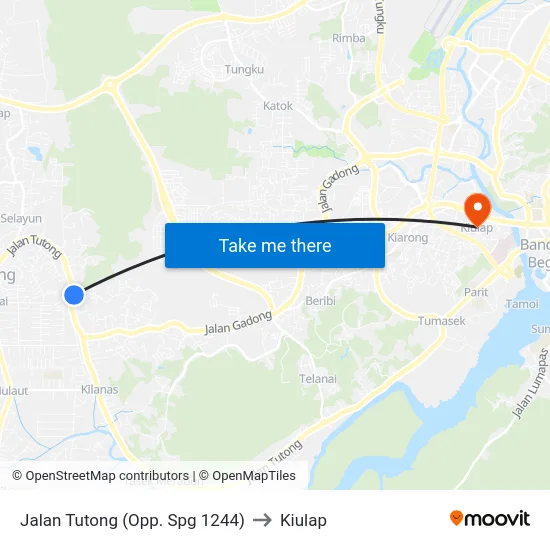 Jalan Tutong (Opp. Spg 1244) to Kiulap map
