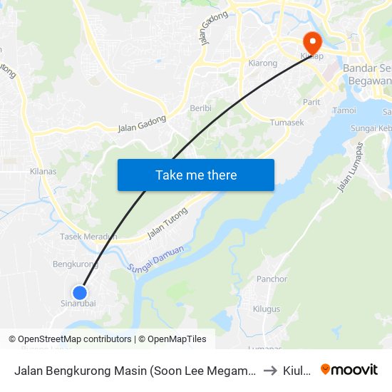 Jalan Bengkurong Masin (Soon Lee Megamart) to Kiulap map