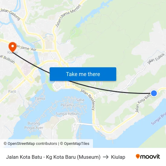 Jalan Kota Batu - Kg Kota Baru (Museum) to Kiulap map