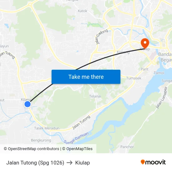 Jalan Tutong (Spg 1026) to Kiulap map