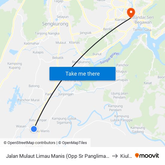 Jalan Mulaut Limau Manis (Opp Sr Panglima Berudin) to Kiulap map