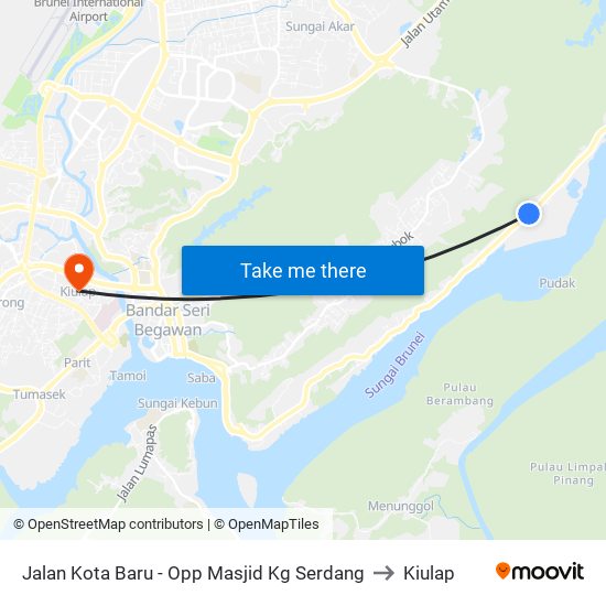 Jalan Kota Baru - Opp Masjid Kg Serdang to Kiulap map