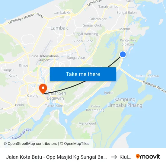 Jalan Kota Batu - Opp Masjid Kg Sungai Besar to Kiulap map