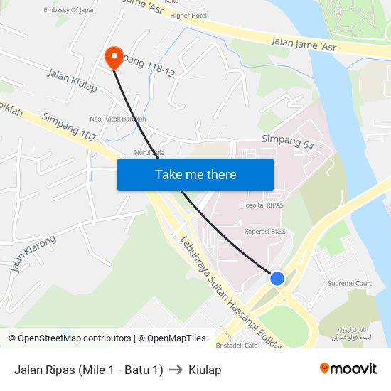 Jalan Ripas (Mile 1 - Batu 1) to Kiulap map