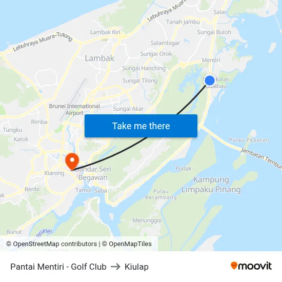 Pantai Mentiri - Golf Club to Kiulap map