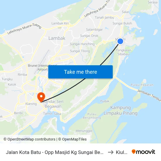 Jalan Kota Batu - Opp Masjid Kg Sungai Besar to Kiulap map