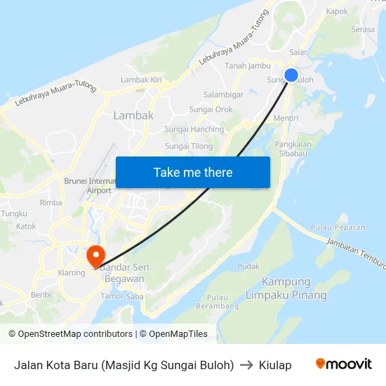 Jalan Kota Baru (Masjid Kg Sungai Buloh) to Kiulap map