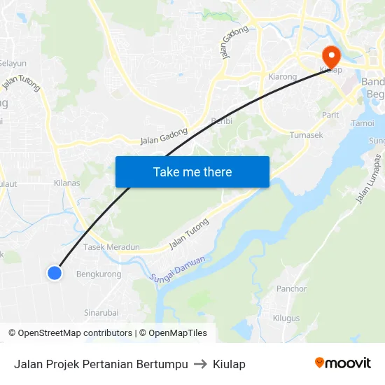 Jalan Projek Pertanian Bertumpu to Kiulap map