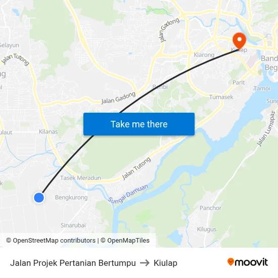 Jalan Projek Pertanian Bertumpu to Kiulap map