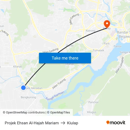 Projek Ehsan Al-Hajah Mariam to Kiulap map