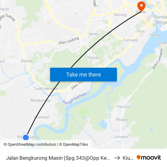 Jalan Bengkurong Masin (Spg 343@Opp Kedai Quthairah) to Kiulap map