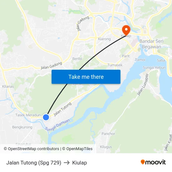 Jalan Tutong (Spg 729) to Kiulap map