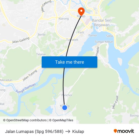 Jalan Lumapas (Spg 596/588) to Kiulap map