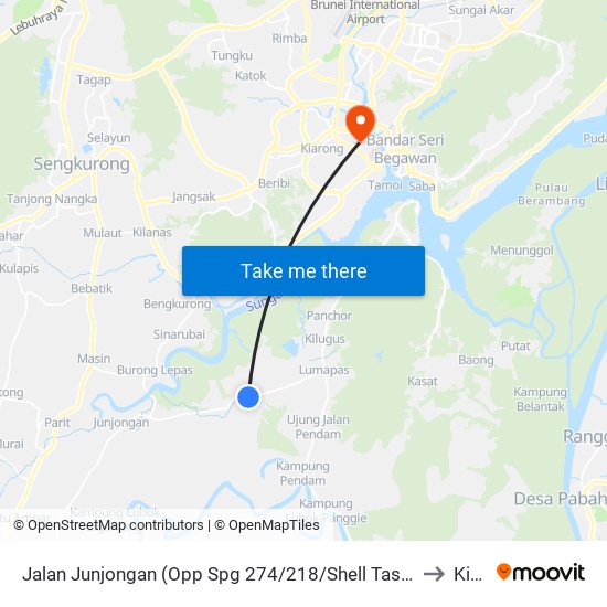 Jalan Junjongan (Opp Spg 274/218/Shell Tasamul/Masjid Kg Lumapas) to Kiulap map