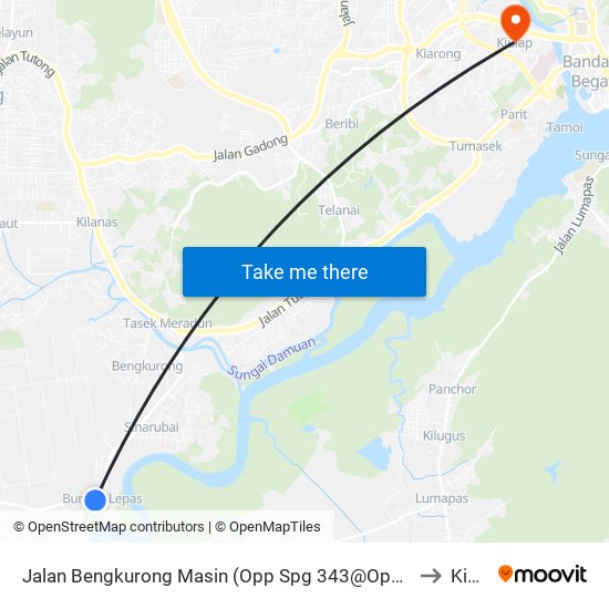 Jalan Bengkurong Masin (Opp Spg 343@Opp Kedai Quthairah) to Kiulap map