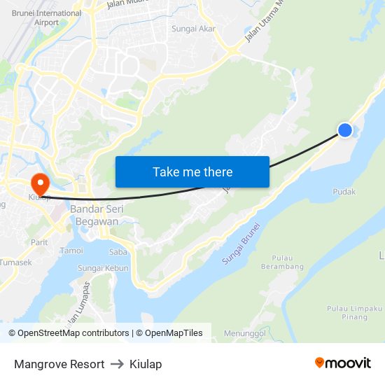 Mangrove Resort to Kiulap map