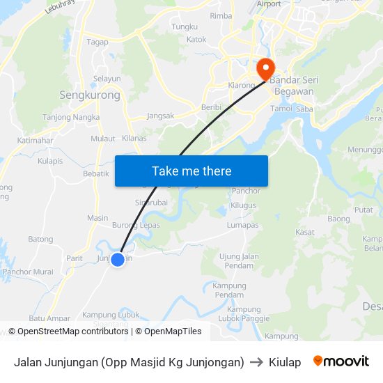 Jalan Junjungan (Opp Masjid Kg Junjongan) to Kiulap map