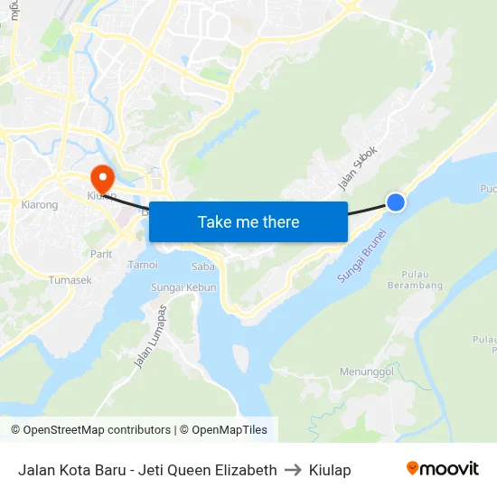Jalan Kota Baru - Jeti Queen Elizabeth to Kiulap map
