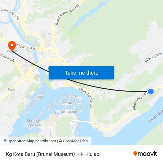 Kg Kota Baru (Brunei Museum) to Kiulap map