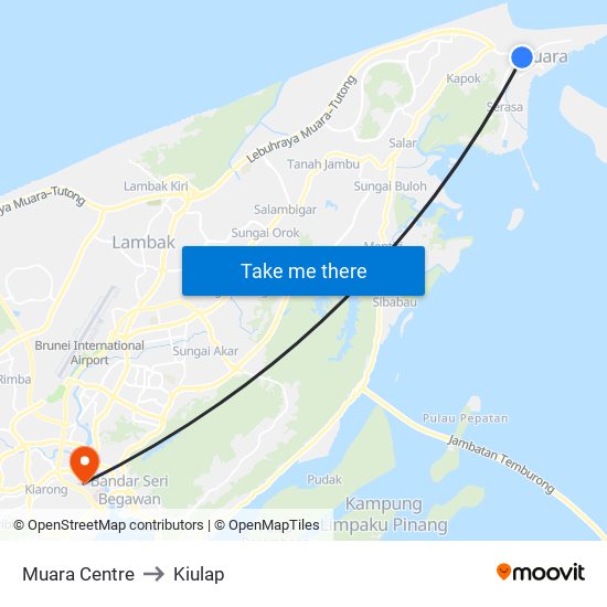 Muara Centre to Kiulap map