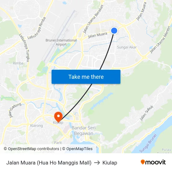 Jalan Muara (Hua Ho Manggis Mall) to Kiulap map