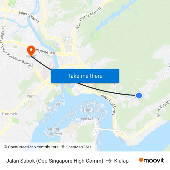 Jalan Subok (Opp Singapore High Comm) to Kiulap map
