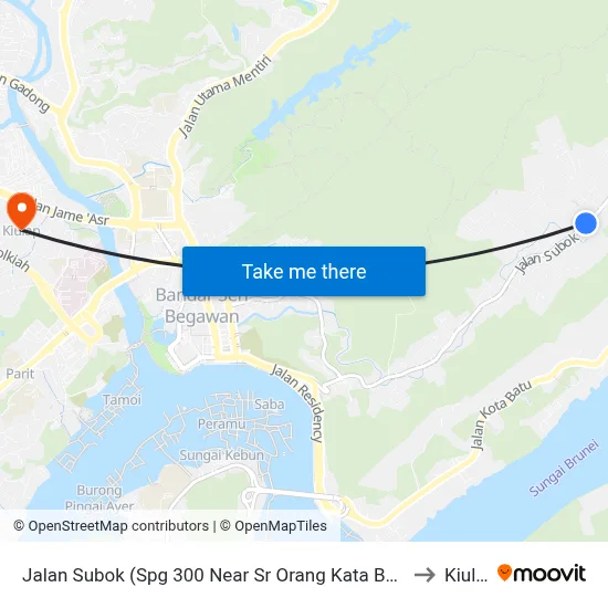 Jalan Subok (Spg 300 Near Sr Orang Kata Besar Imas) to Kiulap map